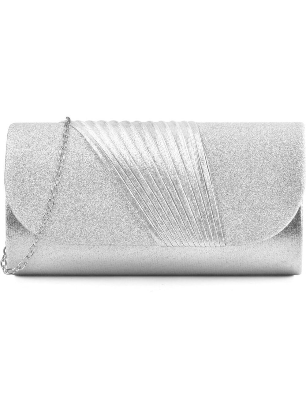 Women F Silver Clutch Purse Elegant Envelope Crossbody Shoulder Evening Bag